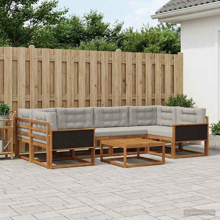 Set de canapele de exterior 7 pcs Natural și Gri deschis WALTI