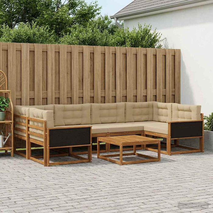 Set de canapele de exterior cu pernă 7 pcs Natural și Bej WALTI