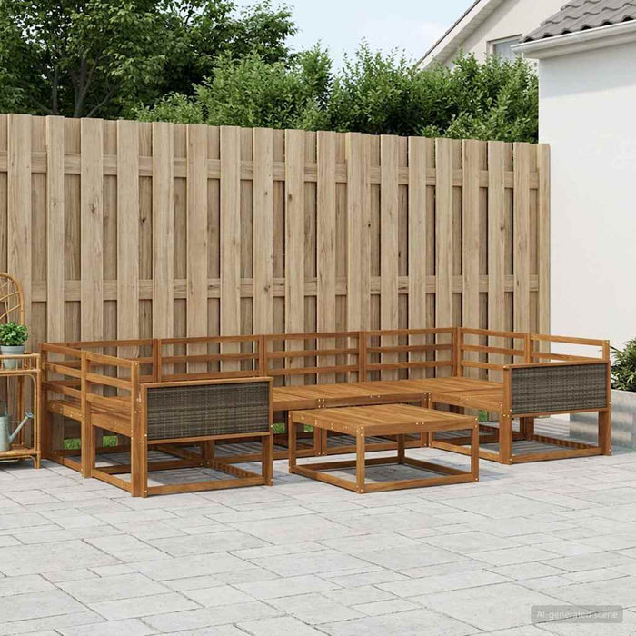 Set de canapele de exterior 7 pcs natural Lemn Solid de Acacia WALTI