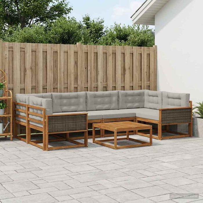 Set de canapele de exterior 7 pcs Natural și Gri deschis WALTI