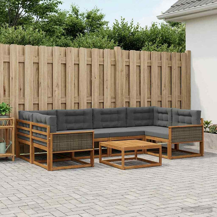 Set de canapele de exterior cu pernă 7 pcs Natural și Antracit WALTI