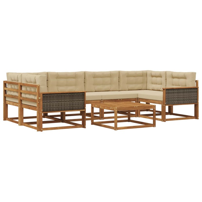 Set de canapele de exterior cu pernă 7 pcs Natural și Bej WALTI