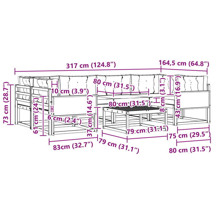 Set de canapele de exterior cu pernă 7 pcs Natural și Bej WALTI