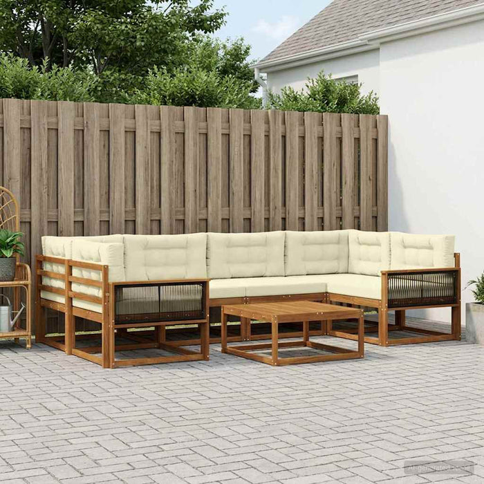 Set de canapele de exterior cu pernă 7 pcs Natural și Crem WALTI