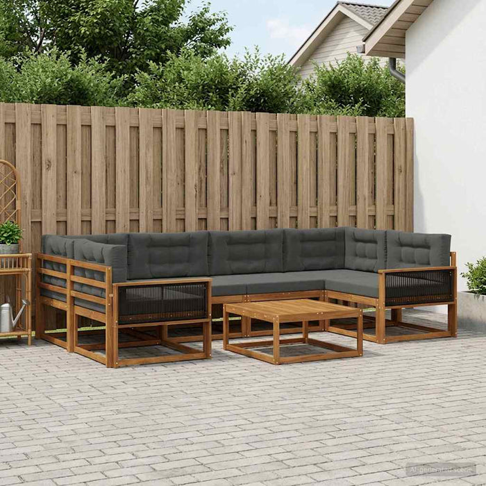Set de canapele de exterior cu pernă 7 pcs Natural și Antracit WALTI