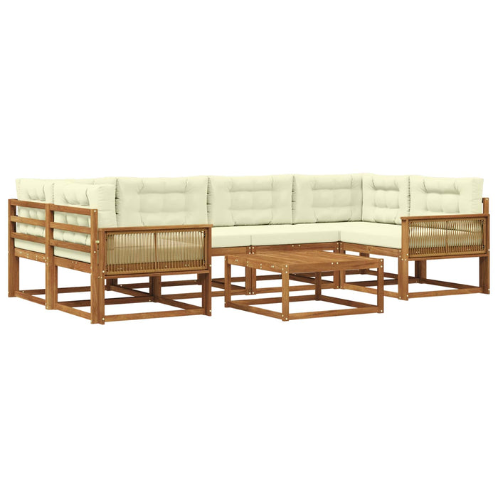 Set de canapele de exterior cu pernă 7 pcs Natural și Crem WALTI