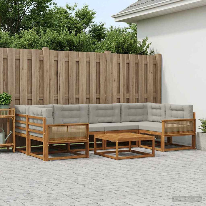 Set de canapele de exterior 7 pcs Natural și Gri deschis WALTI
