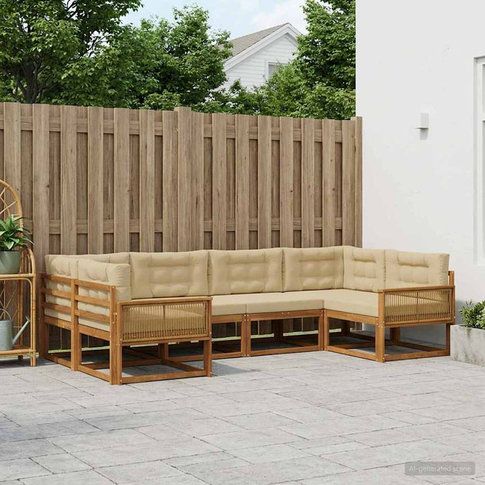 Set de canapele de exterior cu pernă 7 pcs Natural și Bej WALTI