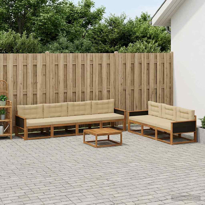 Set de canapele de exterior cu pernă 8 pcs Natural și Bej WALTI