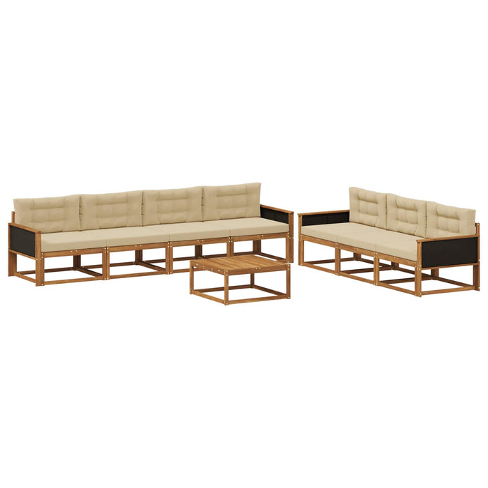 Set de canapele de exterior cu pernă 8 pcs Natural și Bej WALTI