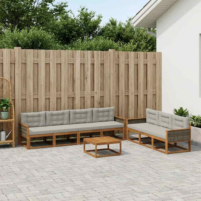 Set de canapele de exterior 8 pcs Natural și Gri deschis WALTI