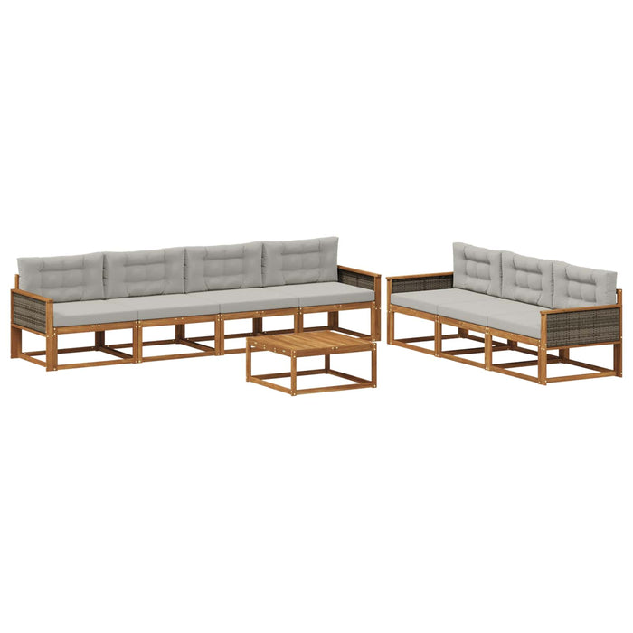 Set de canapele de exterior 8 pcs Natural și Gri deschis WALTI