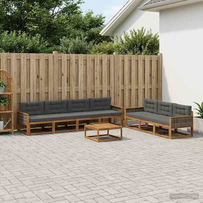 Set de canapele de exterior cu pernă 8 pcs Natural și Antracit WALTI