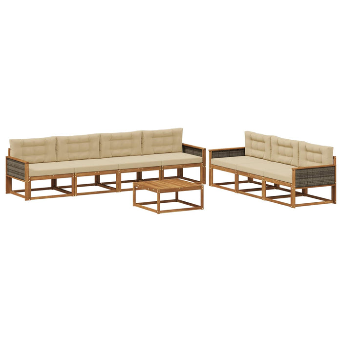 Set de canapele de exterior cu pernă 8 pcs Natural și Bej WALTI