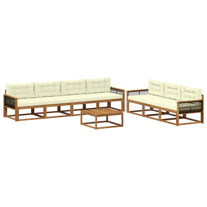 Set de canapele de exterior cu pernă 8 pcs Natural și Crem WALTI