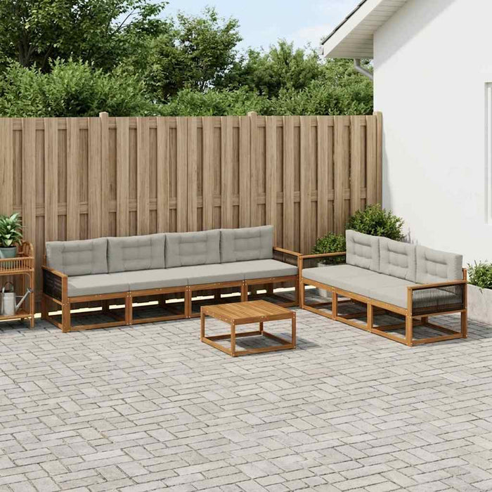 Set de canapele de exterior 8 pcs Natural și Gri deschis WALTI