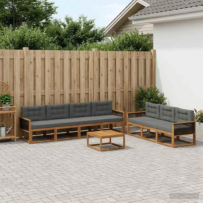 Set de canapele de exterior cu pernă 8 pcs Natural și Antracit WALTI