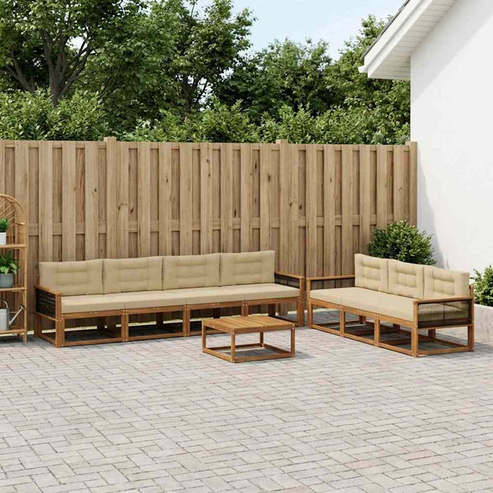 Set de canapele de exterior cu pernă 8 pcs Natural și Bej WALTI