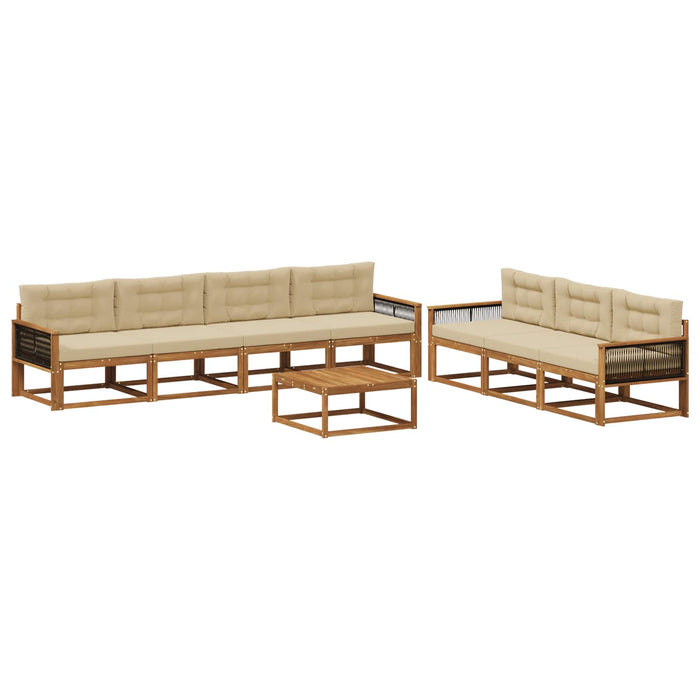 Set de canapele de exterior cu pernă 8 pcs Natural și Bej WALTI