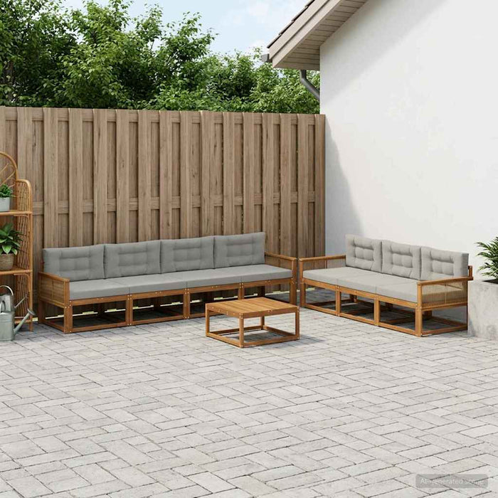 Set de canapele de exterior 8 pcs Natural și Gri deschis WALTI