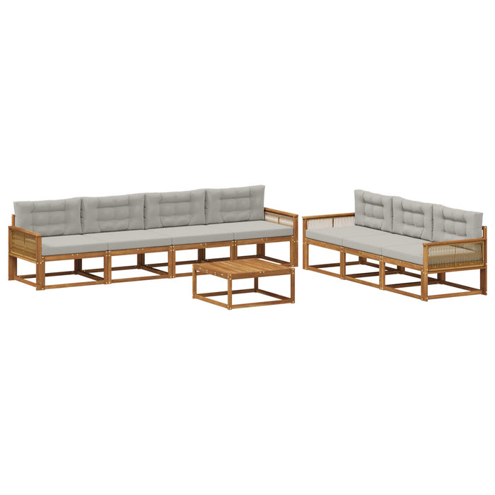 Set de canapele de exterior 8 pcs Natural și Gri deschis WALTI