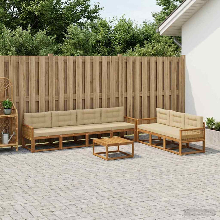 Set de canapele de exterior cu pernă 8 pcs Natural și Bej WALTI