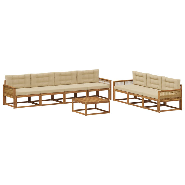 Set de canapele de exterior cu pernă 8 pcs Natural și Bej WALTI