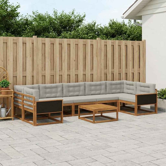 Set de canapele de exterior 8 pcs Natural și Gri deschis WALTI