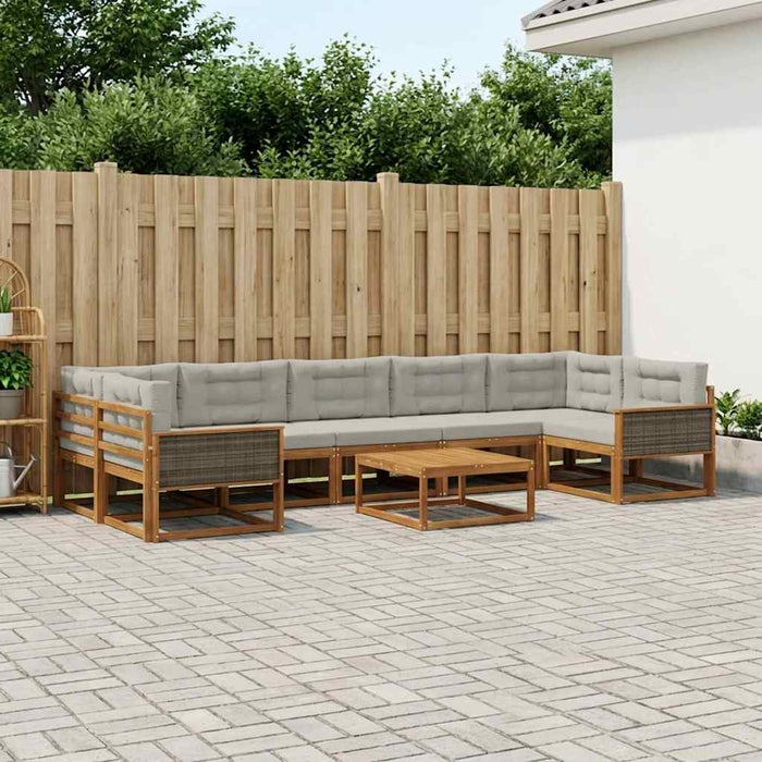 Set de canapele de exterior 8 pcs Natural și Gri deschis WALTI