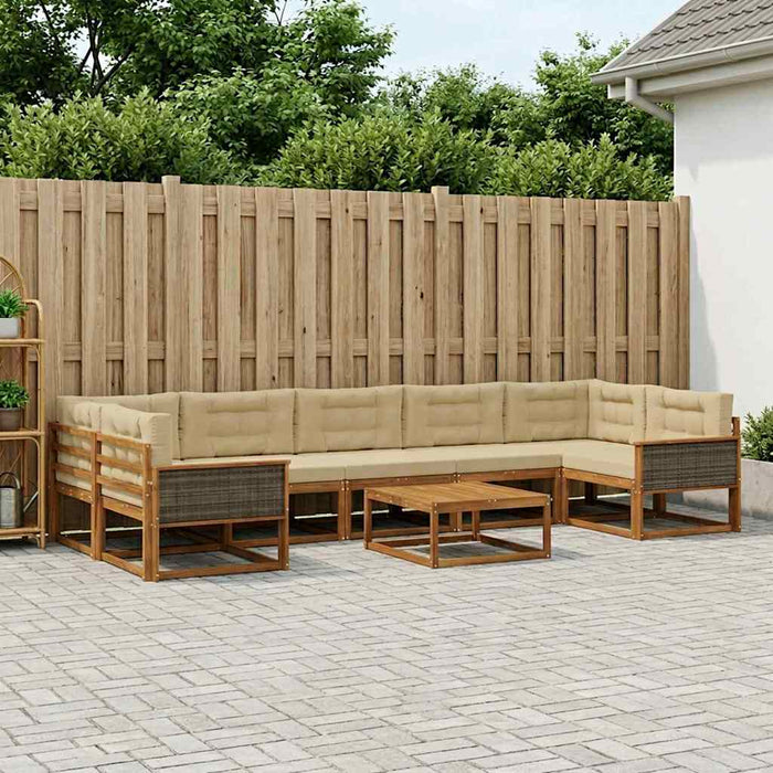 Set de canapele de exterior cu pernă 8 pcs Natural și Bej WALTI