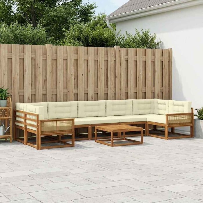 Set de canapele de exterior cu pernă 8 pcs Natural și Crem WALTI