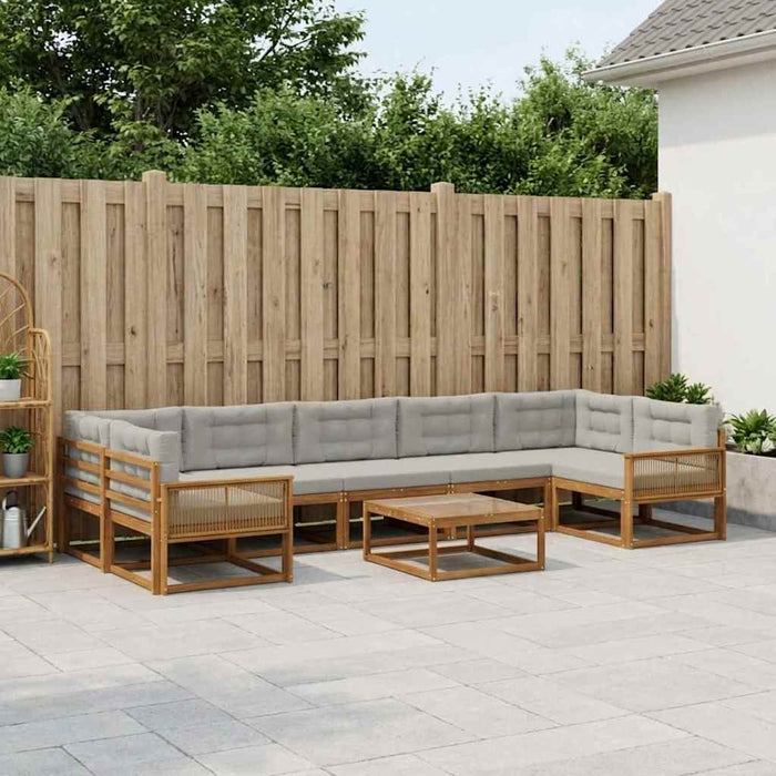 Set de canapele de exterior 8 pcs Natural și Gri deschis WALTI