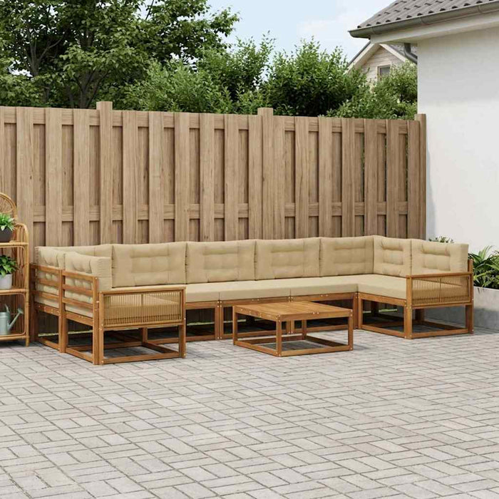 Set de canapele de exterior cu pernă 8 pcs Natural și Bej WALTI