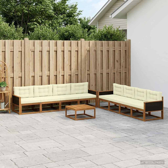 Set de canapele de exterior cu pernă 9 pcs Natural și Crem WALTI