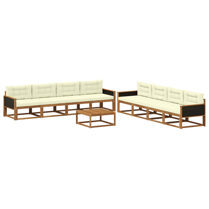Set de canapele de exterior cu pernă 9 pcs Natural și Crem WALTI