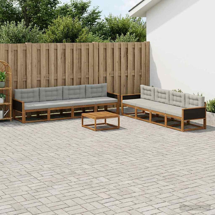 Set de canapele de exterior 9 pcs Natural și Gri deschis WALTI