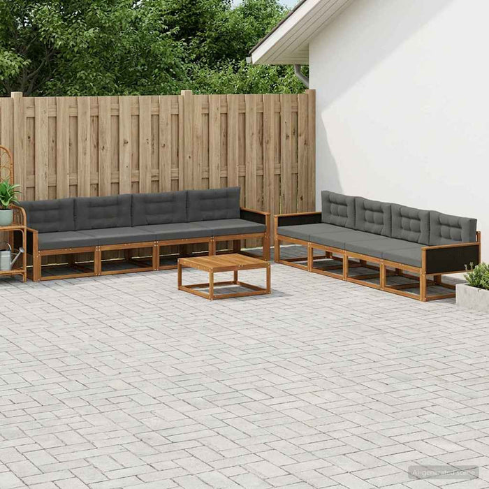 Set de canapele de exterior cu pernă 9 pcs Natural și Antracit WALTI