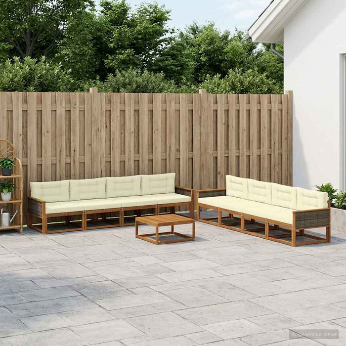 Set de canapele de exterior cu pernă 9 pcs Natural și Crem WALTI