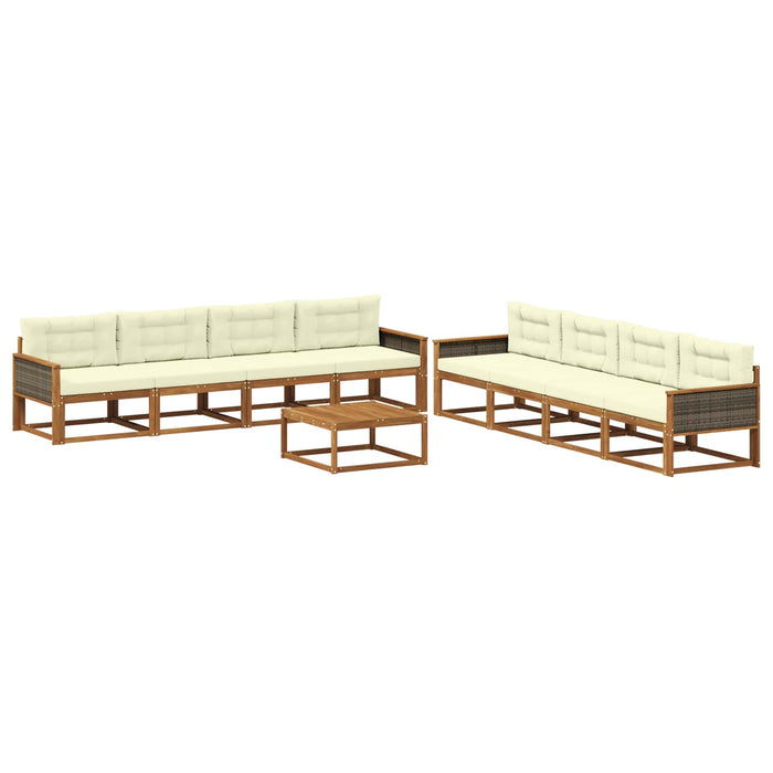 Set de canapele de exterior cu pernă 9 pcs Natural și Crem WALTI