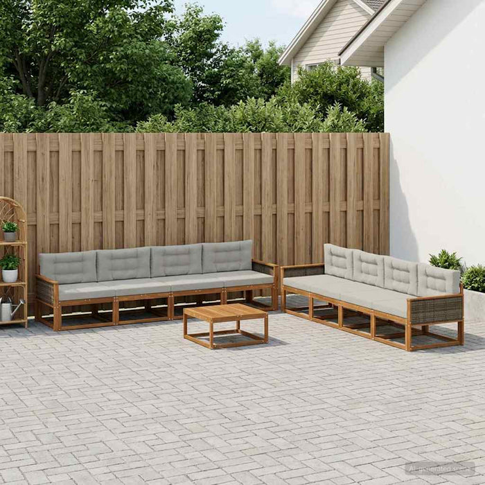 Set de canapele de exterior 9 pcs Natural și Gri deschis WALTI