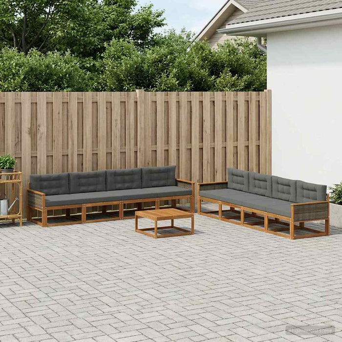 Set de canapele de exterior cu pernă 9 pcs Natural și Antracit WALTI