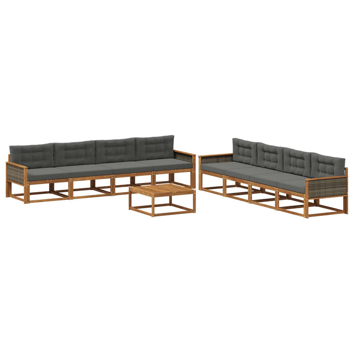 Set de canapele de exterior cu pernă 9 pcs Natural și Antracit WALTI