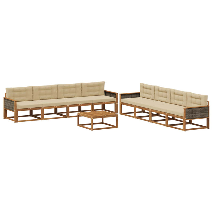 Set de canapele de exterior cu pernă 9 pcs Natural și Bej WALTI