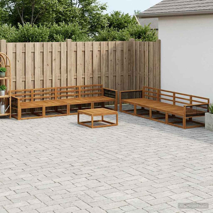 Set de canapele de exterior 9 pcs natural Lemn Solid de Acacia WALTI