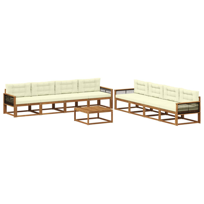 Set de canapele de exterior cu pernă 9 pcs Natural și Crem WALTI