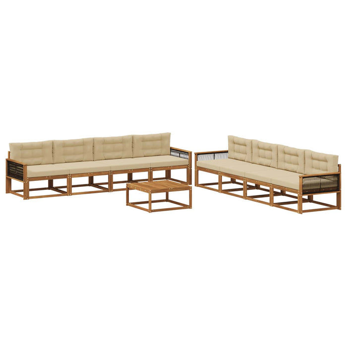 Set de canapele de exterior cu pernă 9 pcs Natural și Bej WALTI