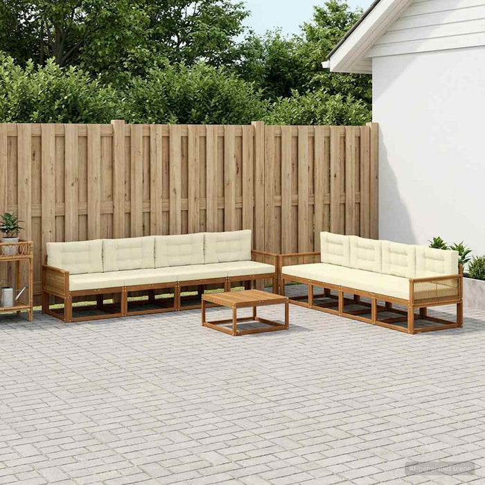 Set de canapele de exterior cu pernă 9 pcs Natural și Crem WALTI
