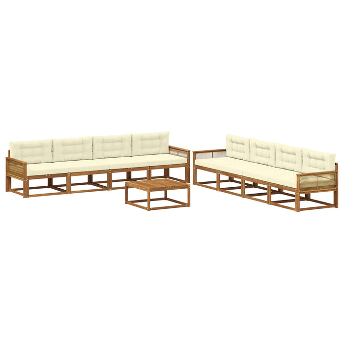 Set de canapele de exterior cu pernă 9 pcs Natural și Crem WALTI