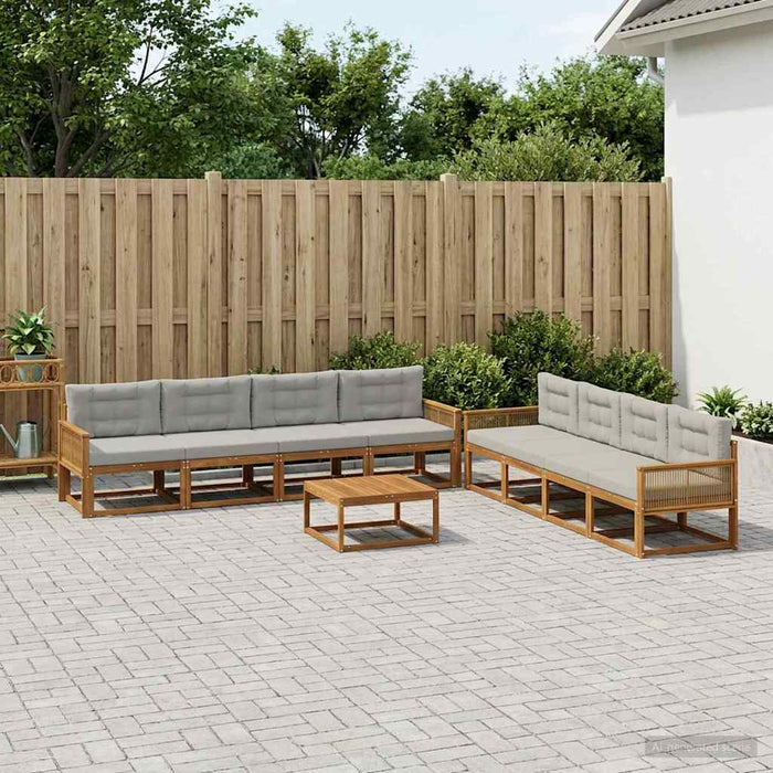 Set de canapele de exterior 9 pcs Natural și Gri deschis WALTI