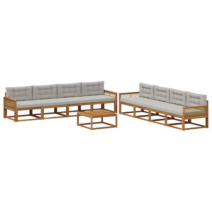 Set de canapele de exterior 9 pcs Natural și Gri deschis WALTI